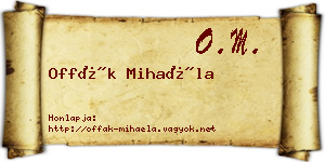Offák Mihaéla névjegykártya